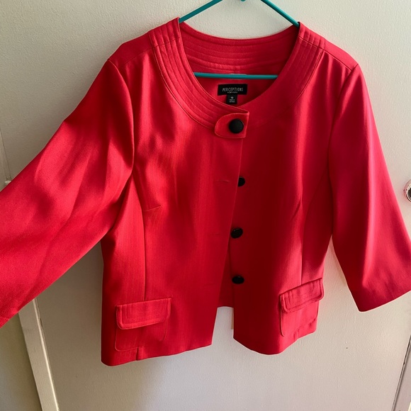 Perceptions Red Blazer Jacket - Picture 3 of 11